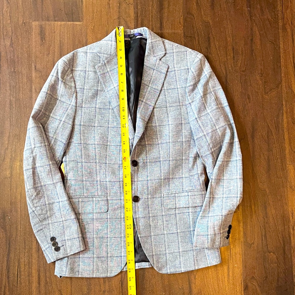 Unworn RW-Co Linen Suit Jacket / Blazer size 38 blue grey check
